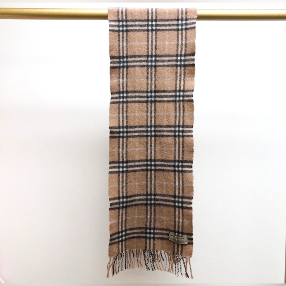 Burberry Beige Nova Check Lambswool Scarf Made in Scotland - Picture 4 of 4
